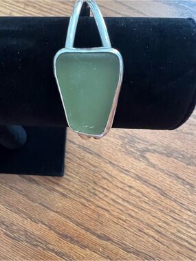 925 Sea Glass Cuff Bracelet Adjustable